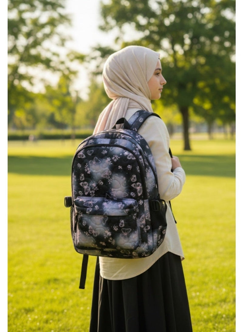 Brand Stores Patterned Backpack , perfect for School and Vacations -Black - Image 1